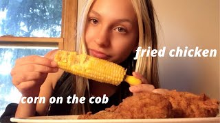 ASMR EATING CORN ON THE COB amp FRIED CHICKEN [upl. by Varian]