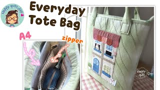 How to make tote bag zipper divider free pattern [upl. by Grier]