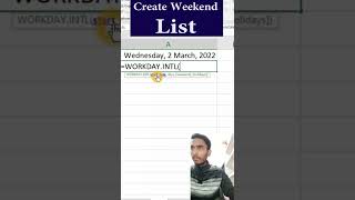 How to create weekend list in excel  Excel Workdayintl Function  Excel Shorts  Shorts [upl. by Aiak]