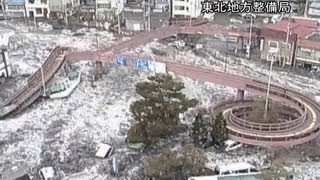 Surveillance camera footage of the 2011 tsunami in Japan [upl. by Sabah952]