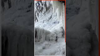 Spectacular Icicles Form Under Niagara Falls in Arctic Blast [upl. by Yusuk]