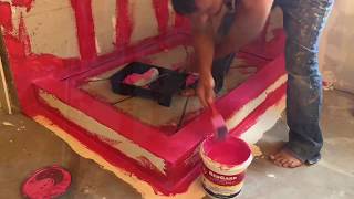 How to red gard shower walls and pan Red guard [upl. by Esteban]