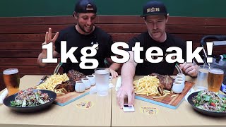 1kg Tomahawk Steak Challenge and Beer Chug  1000 Subscriber Video Hint [upl. by Dnomra]