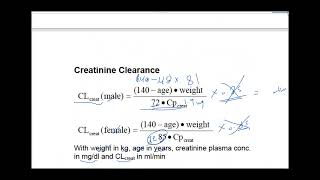 Creatinine clearance CockcroftGault Equation  calculations [upl. by Magel]