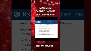 MAXIMUM EARNED INCOME TAX CREDIT 2024 irs eitc 2024 [upl. by Yerfdog]