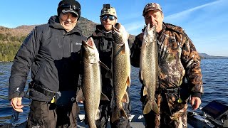 Pêche à la truite grise lac Memphrémagog ouverture pêche truite laketrout touladi fishingvideo [upl. by Anetsirk785]