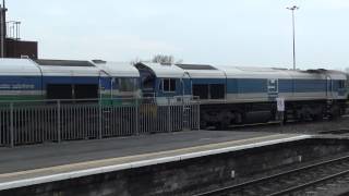 Mendip Rail Class 59 quotDouble Headedquot arrives at Westbury Station 100212 [upl. by Nwahsyd]