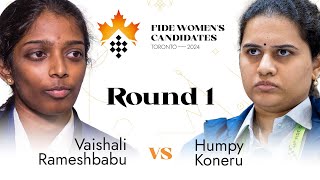 Vaishali Rameshbabu  Humpy Koneru  Womens FIDE Candidates 2024 [upl. by Swayne719]