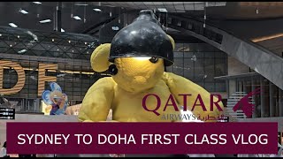 QATAR AIRWAYS First Class Vlog  QR909 Sydney to Doha Airbus A380  Doha Airport Layover Vlog [upl. by Luhem]