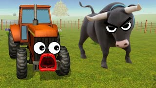 Berto El Pollito vs Tractor  El Reino Infantil English La Granja Cartoon [upl. by Nyliac]