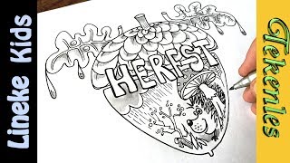 Leren tekenen Zo teken je Herfst DOODLE Tekening in stappen [upl. by Bigler]