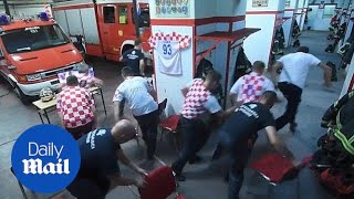 Croatian firefighters on call seconds before winning penalty [upl. by Hendrik]