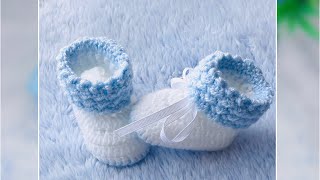 ZAPATITOS A CROCHET PARA BEBE  PASO A PASO  MODELO BASICO Y SENCILLO 0 A 3 MESES [upl. by Washburn76]