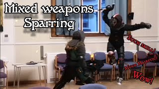 Mixed weapons sparring Atreides HEMA vs SixDeadZero HEMA [upl. by Sessler]