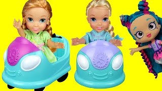 BUMPER Cars Elsa amp Anna toddlers in Shopkins World  Shopkins turn into Stones  Dream come true [upl. by Ayatan21]