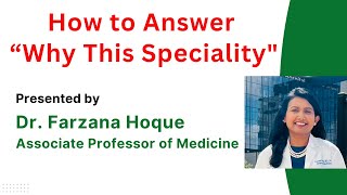 How to Answer “Why This Specialityquot During Residency Interview usmle img [upl. by Nangatrad]