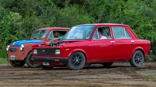 Tirada entre FIAT 128 y el FIAT 600  Instalando PALANCA COMPETICION  Radialero Team [upl. by Rihana]