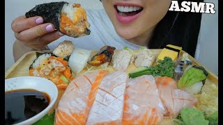 ASMR SUSHI PLATTER SALMON BELLY SASHIMI  SPICY CONE  NIGIRI EATING SOUNDS NO TALKING  SASASMR [upl. by Asante870]