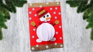 DIY Объемная открытка со снеговиком своими руками  Новогодние поделки  Easy Christmas Card Ideas [upl. by Brainard]