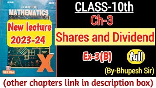 share and dividend ex3B full  class10 icse Selina concise mathematics ProblemsBeater [upl. by Hahsia]