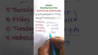 Calender Reasoning Tricks Reasoning Classes for SSC CGL GD CHSL MTS RRB Special Exams [upl. by Aitnwahs]