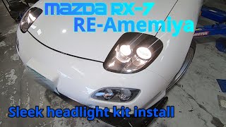 FD RX7 REAmemiya Sleek light headlight install [upl. by Eeclehc]