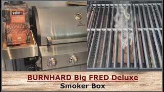 BURNHARD Big FRED Deluxe 4Brenner Gasgrill  Smoker Box  Smokebox  Räucherbox im Test [upl. by Haisi]