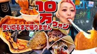 【爆食旅行】明洞屋台で10万ウォン使い切るまで帰りません！！【韓国旅行】【モッパン】【MUKBANG】 [upl. by Einnaej]