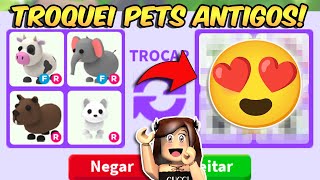 TROCANDO PETS ANTIGOS O que trocam por Vaca Elefante Capivara e Fox Ártico no Adopt Me ROBLOX [upl. by Gunner]