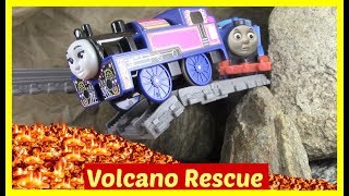 Thomas and Friends Accidents will Happen  Toy Train Accident  Volcano Drop Set to the Rescue [upl. by Finbur]