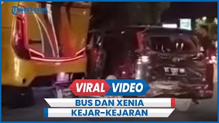 Detikdetik Bus Vs Xenia Kejarkejaran Saling Serempet Berakhir Masuk Kantor Polisi [upl. by Toh]