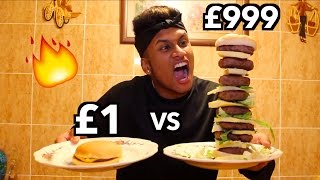 £1 BURGER vs £999 DIY BURGER ULTIMATE BURGER TASTE TEST CHALLENGE [upl. by Noned]