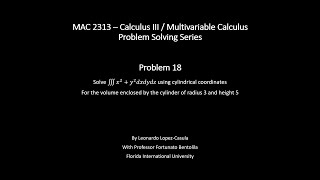 Triple Integrals In Cylindrical Coordinates  Problem 18  Calculus III Problem Solving Series [upl. by Anaj]