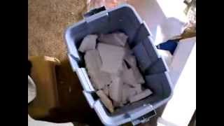 How to break up large pieces of styrofoam quickly and easily for spacesaving disposal in a wastebin [upl. by Timmy]