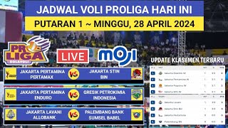 Jadwal Proliga 2024 Hari iniKlasemen Putra amp Putri Voli Proliga 2024 TerbaruPutaran 1Live Moji [upl. by Darej]