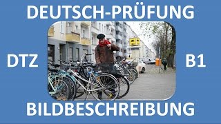 B1Prüfung DTZ  mündliche Prüfung  Bildbeschreibung Mann mit rotem Schal  Deutsch lernen [upl. by Annaujat]