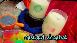 Custard sharbat with homemade jelly  custard jelly dessert  iftar drink  jassus food paradise [upl. by Nibroc]