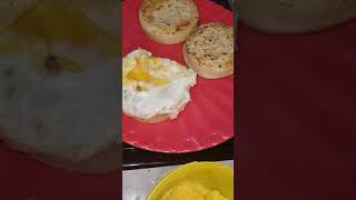 yummy breakfastcrumpets with egg fry and tea crumpeteggssafasmumuk [upl. by Siddon889]