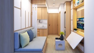 TINY APARTMENT 15sqm  161sqft MICRO APARTMENT TOUR   SPACE SAVING IDEAS  NEVER THINK TOO SMALL [upl. by Nealson]