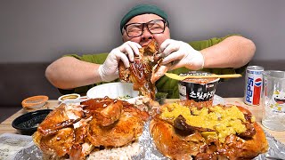 겉바속촉 끝판왕 장작구이 누룽지 통닭 먹방│Firewood Roasting Chicken Mukbang Eatingshow [upl. by Adriell]