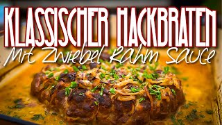 Hackbraten mit Zwiebel Rahm Sauce  Mega lecker und super für die kälteren Tage dutchoven rezepte [upl. by Yngiram]