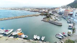 Port Kolymvari Kolymbari harbour Crete Island Greece 201809 aerial video [upl. by Nonie]