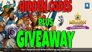 MILLION LORDS Hidden Codes  Giveaway [upl. by Darby715]