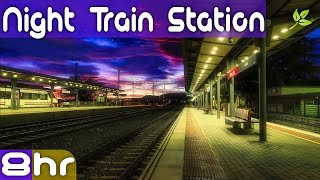 Night Train Station Ambience  Night Train Station Sounds [upl. by Ahsiele]