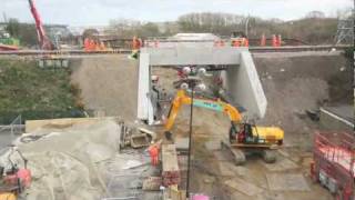 Time Lapse  rail bridge reconstruction Cow Lane Reading Christmas 2011 [upl. by Caresa]