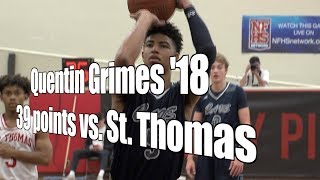 Quentin Grimes ‘18 The Woodlands 39 Points vs St Thomas 122917 [upl. by Rubliw949]