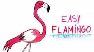 HOW TO DRAW A FLAMINGO EASY WAY  COMMENT DESSINER FACILEMENT UN FLAMANT ROSE [upl. by Dloreh]