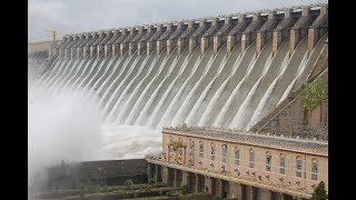 Nagarjuna Sagar Dam All Gates Opened  Rare view of Nagarjunasagar Dam on Krishna River  Hybiz TV [upl. by Enyawud]