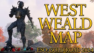 West Weald Map Delves Public Dungeons Set Stations  Gold Road  New Chapter  ESO [upl. by Knowling]