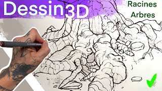 Comment bien dessiner en 3D Arbres et Racines en Perspective [upl. by Orlosky]